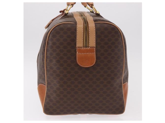 Céline Borsa Boston CELINE Macadam Canvas PVC Pelle Marrone Oro Auth 185993 D'oro - vista 3