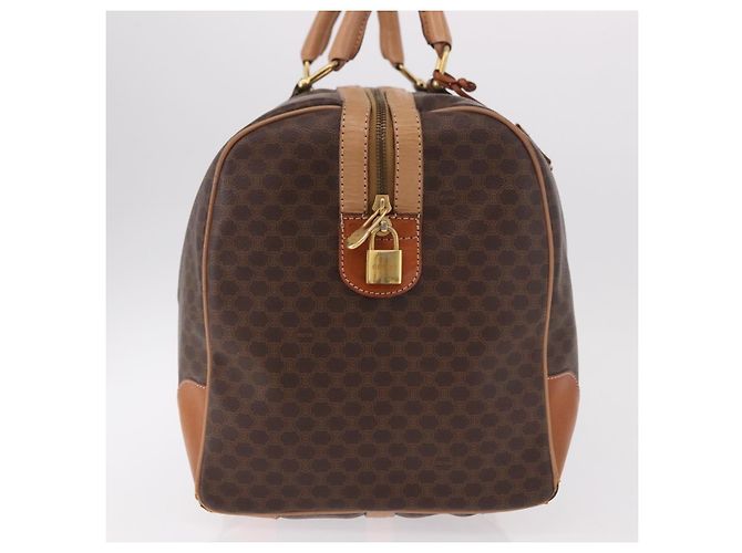Céline Borsa Boston CELINE Macadam Canvas PVC Pelle Marrone Oro Auth 185993 D'oro - vista 4