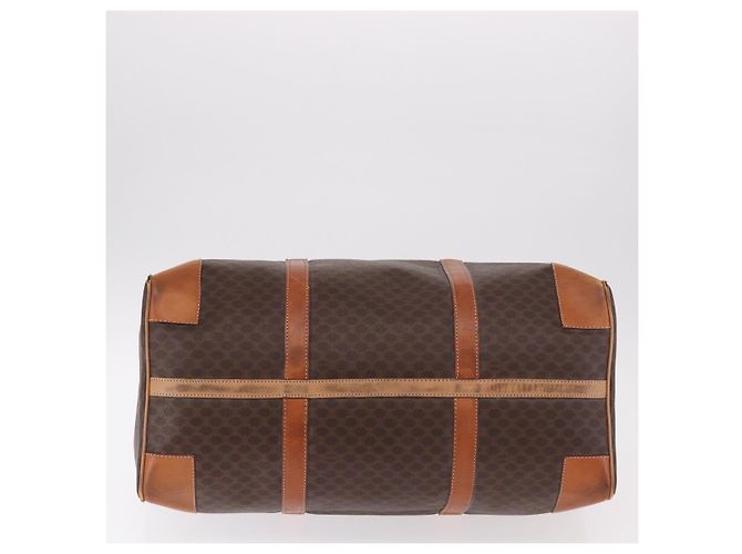 Céline Borsa Boston CELINE Macadam Canvas PVC Pelle Marrone Oro Auth 185993 D'oro - vista 5