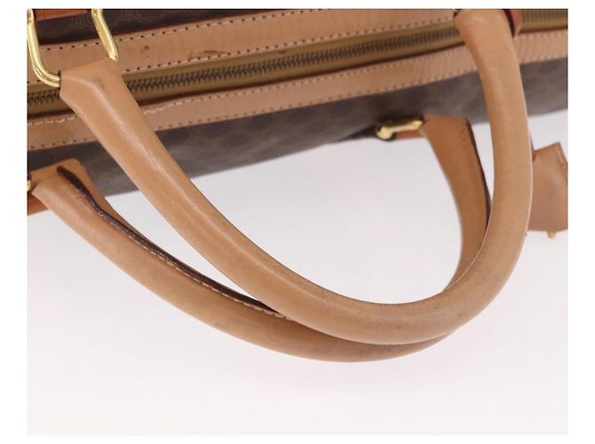 Céline Borsa Boston CELINE Macadam Canvas PVC Pelle Marrone Oro Auth 185993 D'oro - vista 8