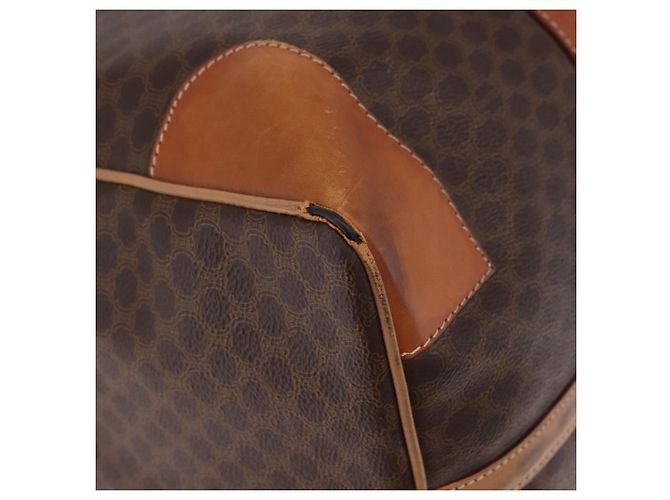 Céline Borsa Boston CELINE Macadam Canvas PVC Pelle Marrone Oro Auth 185993 D'oro - vista 9