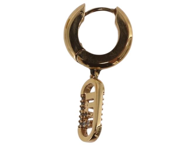 Orecchini FENDI Aurochre Rhinestones Pierce metallo Gold Auth SW2373V D'oro - vista 11
