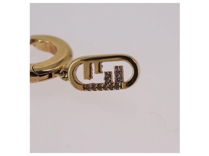Orecchini FENDI Aurochre Rhinestones Pierce metallo Gold Auth SW2373V D'oro - vista 12