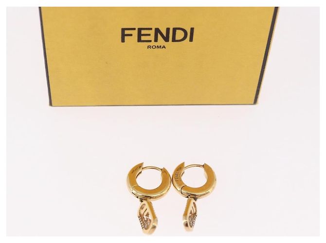 Orecchini FENDI Aurochre Rhinestones Pierce metallo Gold Auth SW2373V D'oro - vista 18