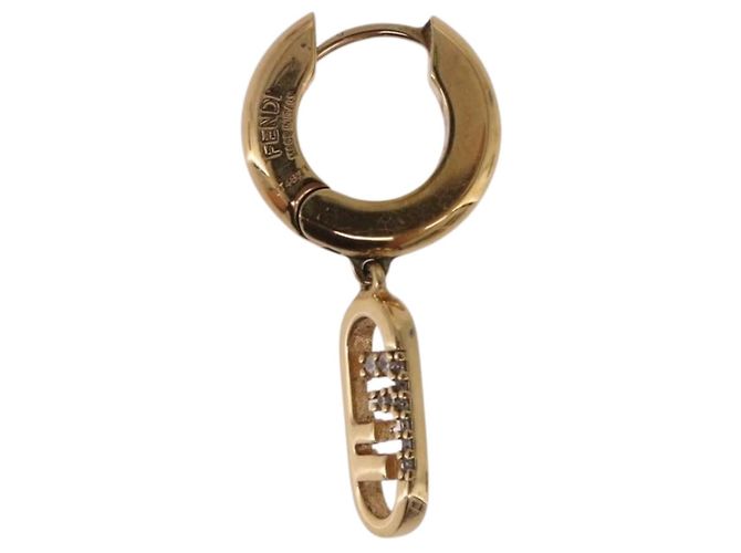 Orecchini FENDI Aurochre Rhinestones Pierce metallo Gold Auth SW2373V D'oro - vista 2