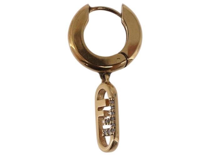 Orecchini FENDI Aurochre Rhinestones Pierce metallo Gold Auth SW2373V D'oro - vista 3