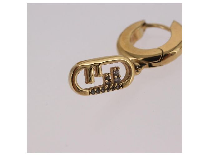Orecchini FENDI Aurochre Rhinestones Pierce metallo Gold Auth SW2373V D'oro - vista 5