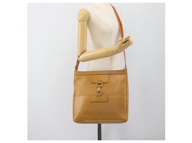 Borsa a tracolla GUCCI Sherry Line Pelle Marrone Oro 001 4094 Auth 186199A D'oro - vista 21
