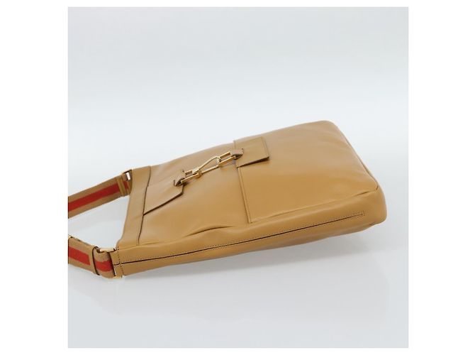 Borsa a tracolla GUCCI Sherry Line Pelle Marrone Oro 001 4094 Auth 186199A D'oro - vista 3