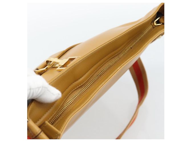 Borsa a tracolla GUCCI Sherry Line Pelle Marrone Oro 001 4094 Auth 186199A D'oro - vista 6