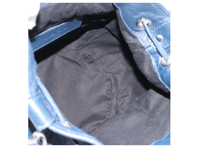 BALENCIAGA Giant Mini Pom Pom Hand Bag Leather 2way Navy Silver Auth 186261SM Argento Blu navy - vista 21