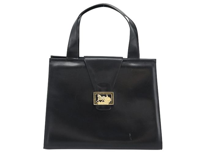 Céline Borsa Tote CELINE Horse Carriage in pelle nera e oro Auth 187792A Nero D'oro - vista 13