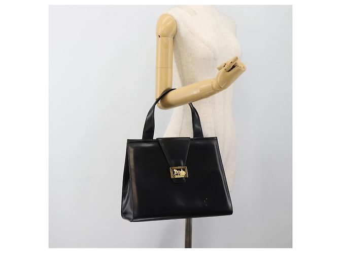 Céline Borsa Tote CELINE Horse Carriage in pelle nera e oro Auth 187792A Nero D'oro - vista 22