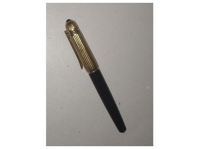Stylo Plume Cartier Or et Laque Noire Doré - vue 3