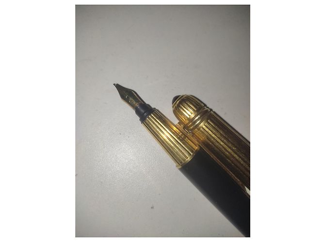 Stylo Plume Cartier Or et Laque Noire Doré - vue 5