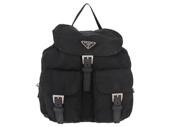 Zaino PRADA Nylon Nero Argento Auth 179537 - vista 13