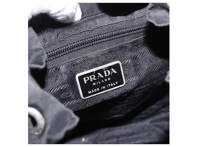 Zaino PRADA Nylon Nero Argento Auth 179537 - vista 25