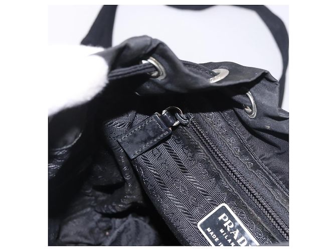 Zaino PRADA Nylon Nero Argento Auth 179537 - vista 28