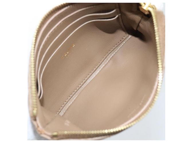 Céline Monedero CELINE de piel Beige Oro Auth 185853V Dorado - vista 10