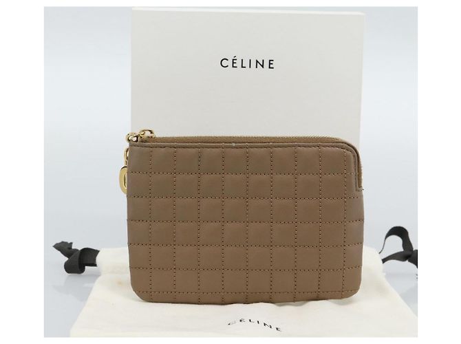 Céline Monedero CELINE de piel Beige Oro Auth 185853V Dorado - vista 12