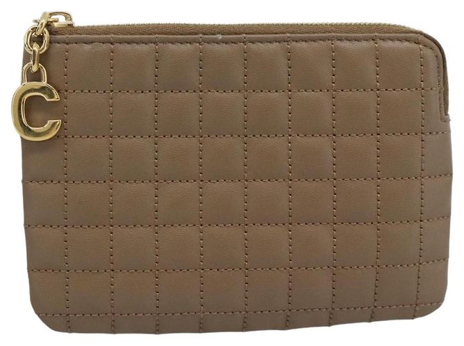 Céline Monedero CELINE de piel Beige Oro Auth 185853V Dorado - vista 13