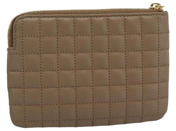 Céline Monedero CELINE de piel Beige Oro Auth 185853V Dorado - vista 2