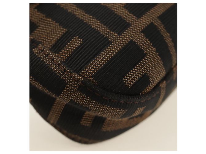 FENDI Zucca Canvas Mamma Baguette Shoulder Bag Black Brown Auth 185961SAM Marrone Nero - vista 14
