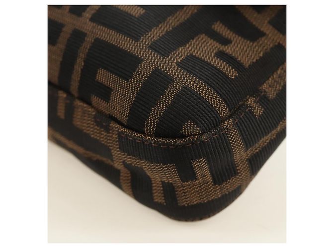 FENDI Zucca Canvas Mamma Baguette Shoulder Bag Black Brown Auth 185961SAM Marrone Nero - vista 15