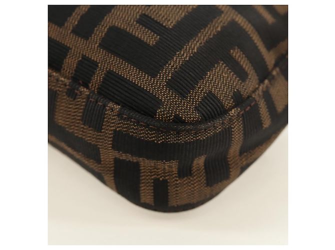 FENDI Zucca Canvas Mamma Baguette Shoulder Bag Black Brown Auth 185961SAM Marrone Nero - vista 17