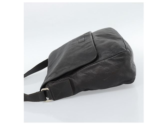 Borsa a tracolla GUCCI GG Canvas Guccissima Pelle Nera e Oro 223665 Auth ka4832 Nero D'oro - vista 3