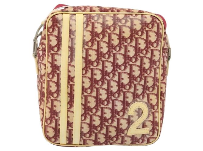 Borsa a tracolla Christian Dior Trotter Canvas PVC Rosso Argento Auth 185951 - vista 13