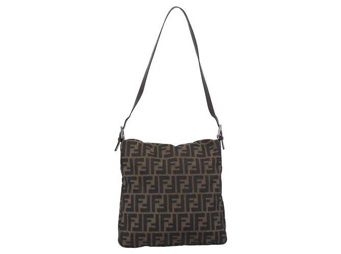 Borsa a Spalla FENDI Zucca Canvas Nero Marrone Auth 186892V - vista 2
