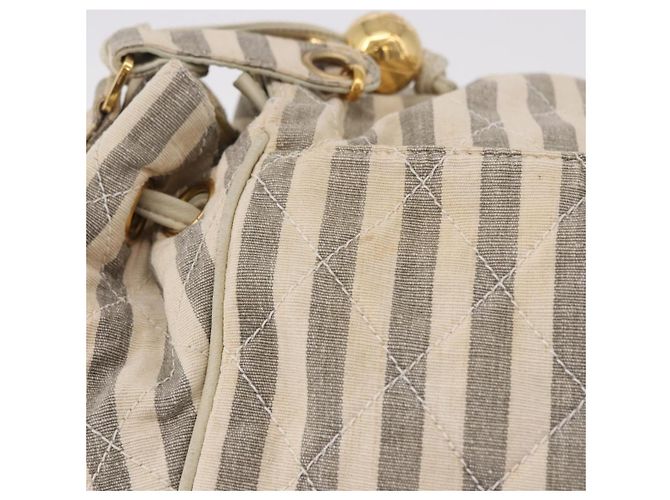CHANEL Chain Matelasse Schultertasche Canvas Grau Gold CC Authentisch 182717 Braun Golden - Ansicht 3