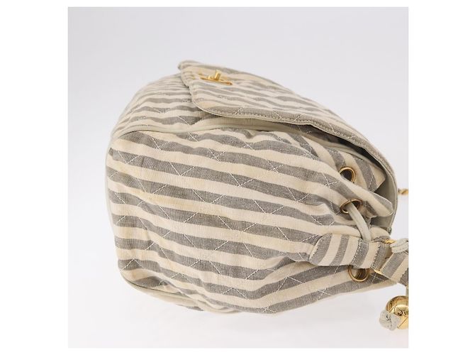 CHANEL Chain Matelasse Schultertasche Canvas Grau Gold CC Authentisch 182717 Braun Golden - Ansicht 4