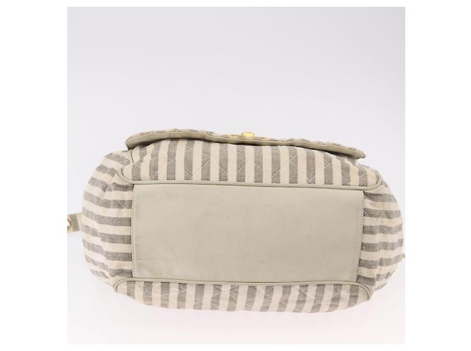 CHANEL Chain Matelasse Schultertasche Canvas Grau Gold CC Authentisch 182717 Braun Golden - Ansicht 6