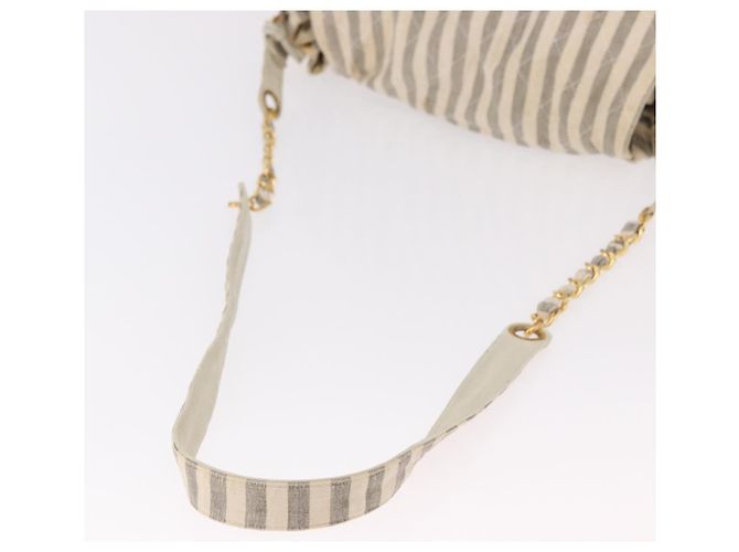 CHANEL Chain Matelasse Schultertasche Canvas Grau Gold CC Authentisch 182717 Braun Golden - Ansicht 8
