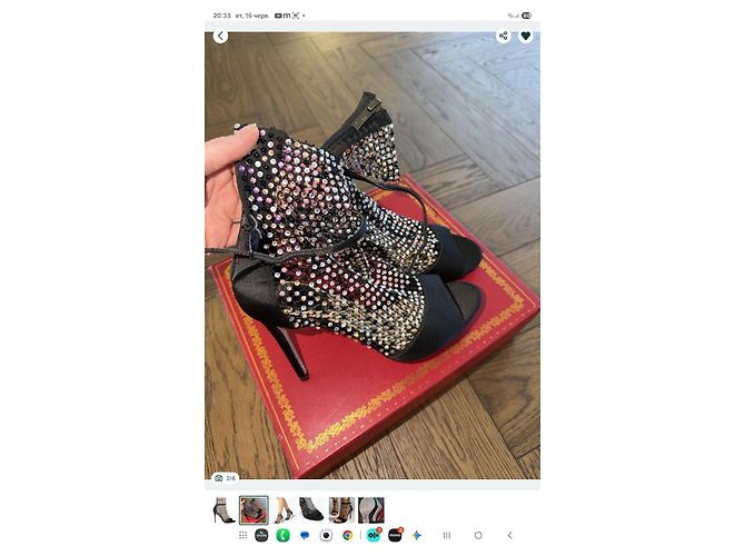 Rene Caovilla Stivaletti Peep-Toe in Mesh e Cristalli Neri Nero - vista 13