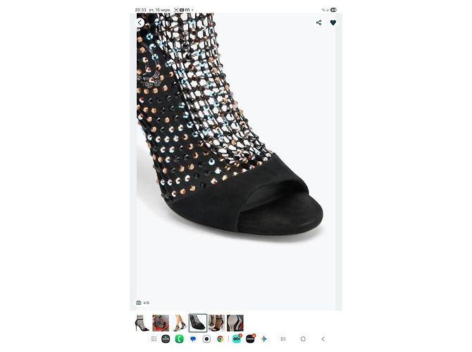 Rene Caovilla Stivaletti Peep-Toe in Mesh e Cristalli Neri Nero - vista 14