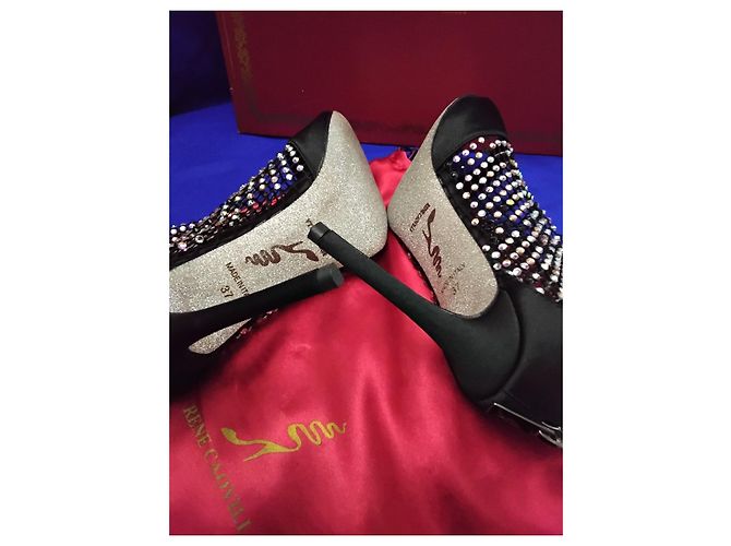 Rene Caovilla Stivaletti Peep-Toe in Mesh e Cristalli Neri Nero - vista 6
