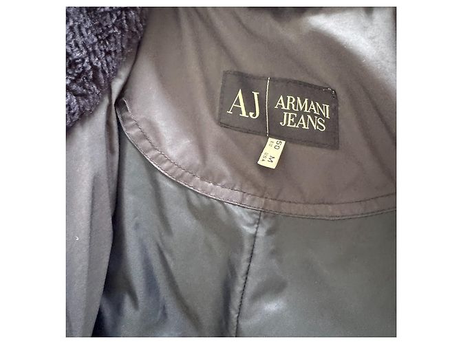 Armani Jeans Giacca Puffer Blu Navy con Collo in Pelliccia - vista 3