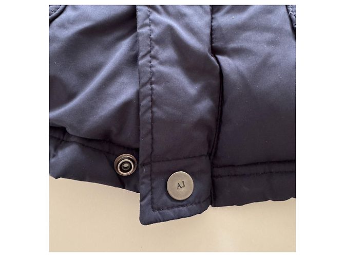 Armani Jeans Giacca Puffer Blu Navy con Collo in Pelliccia - vista 5