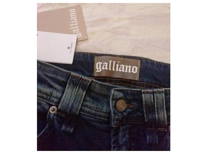 Galliano by John Galliano Vaqueros con estampado de rosa gráfica y pedrería Azul - vista 4