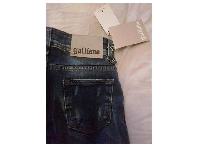 Galliano by John Galliano Vaqueros con estampado de rosa gráfica y pedrería Azul - vista 5
