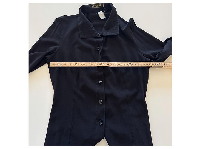Medusa Versace Camisa de seda negra Negro - vista 6