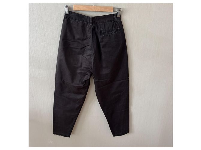 Autre Marque Marithé François Girbaud Pantalones de algodón plisado negros - vista 2