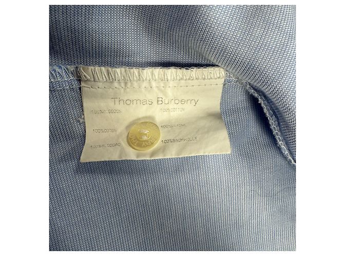 Thomas Burberry Camisa de Algodón Azul Claro - vista 4