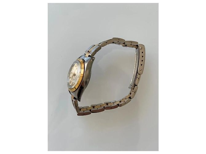 Rolex Oyster Perpetual Uhr Bicolor Gold und Stahl Silber Golden Gold hardware - Ansicht 5