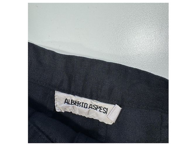 Autre Marque Alberto Aspesi Falda acampanada de lino negro - vista 5