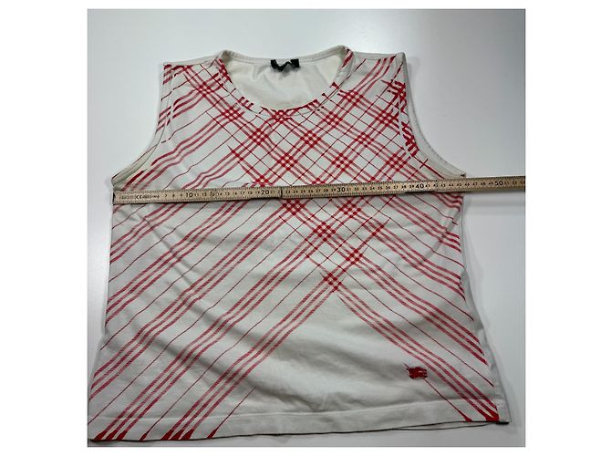 Burberry Tanktop mit rotem Karomuster Weiß - Ansicht 7