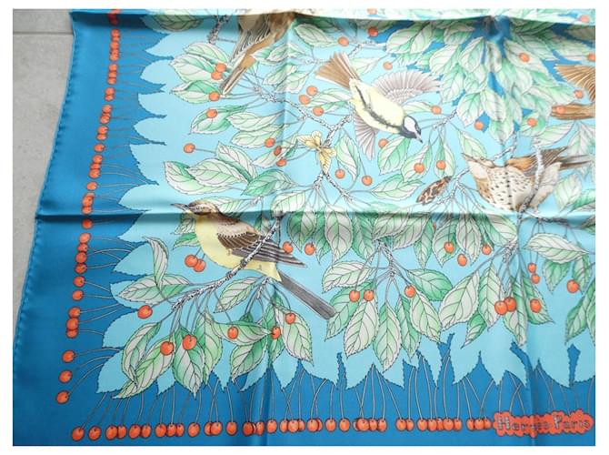 Hermès Seidentuch Les Merises Blau Grün - Ansicht 6